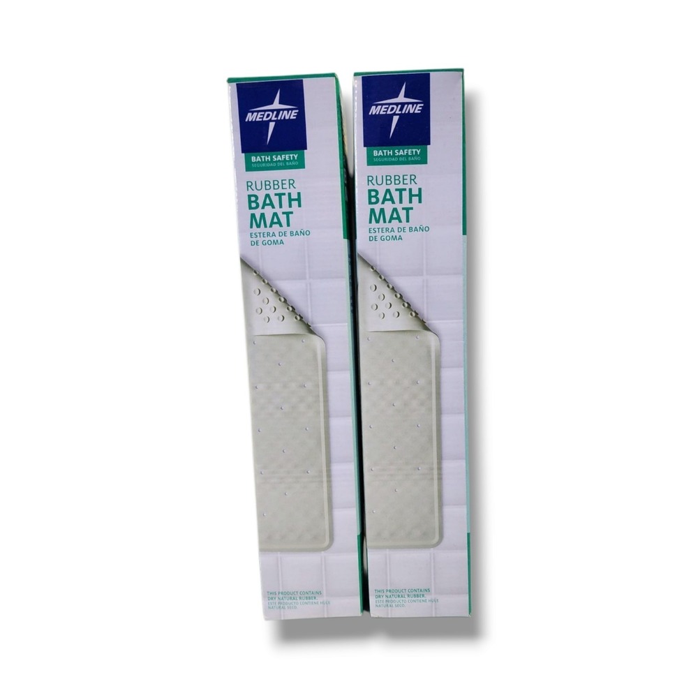 Medline Rubber Bathtub Bathroom Mat - 13.4" x 29" Non-Slip Microban Lot Of 2